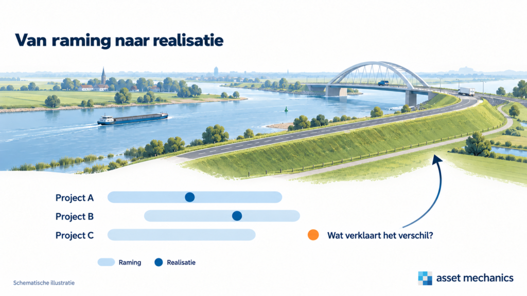 Geraamde en werkelijke projectkosten vergelijken om toekomstige ramingen te verbeteren.